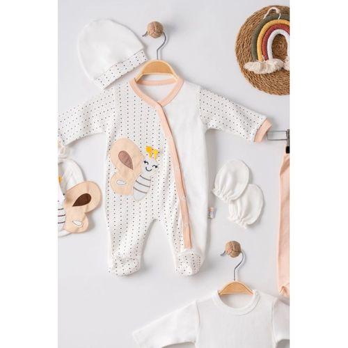Kelebek Nakışlı Tulumlu % 100 Pamuk Erkek Bebek 5'li Set