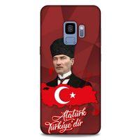 Samsung Galaxy S9 Kılıf Atatürk (43) Thin Fit Kılıf Kırmızı Mozaik