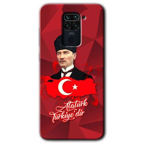 Potkal Hediye Fabrikası Xiaomi Redmi Note 9 Kılıf HD Desen Baskılı Arka Kapak - Atatürkiye