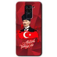 Potkal Hediye Fabrikası Xiaomi Redmi Note 9 Kılıf HD Desen Baskılı Arka Kapak - Atatürkiye