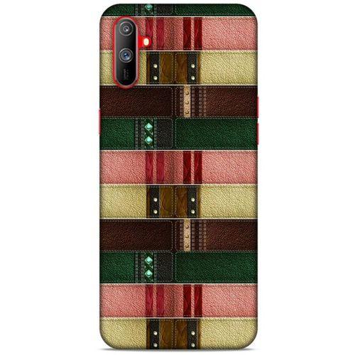 Oppo Realme C3 Kılıf Patchwork (41) Tank Kılıf Koyu Yeşil Pembe