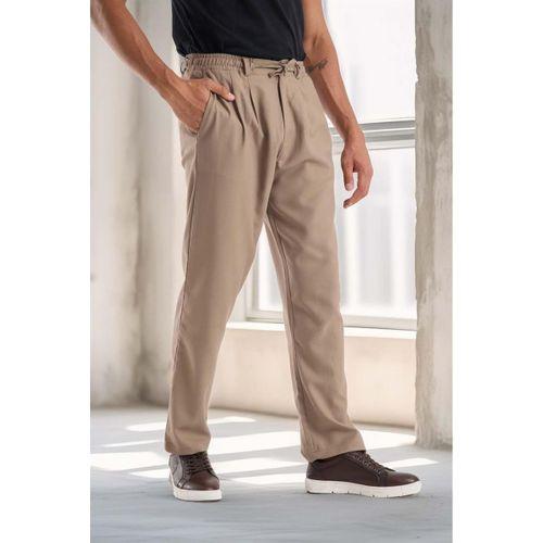 Bezayağı Kumaş Relax Fit Duble Paça Jogger Pantolon - Vizon