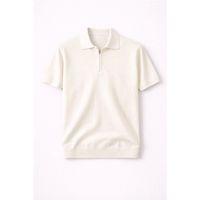 Linus Fermuarlı Polo Yaka Kısa Kollu İnce Triko Erkek T-Shirt - Bej