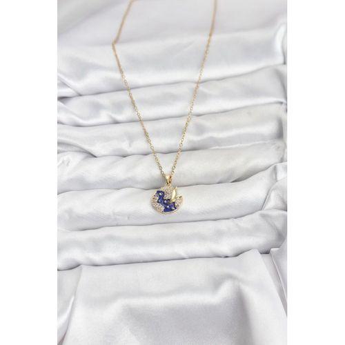 316L Çelik Zincir Gold Renk Gece Model Zirkon Taşlı Kadın Kolye