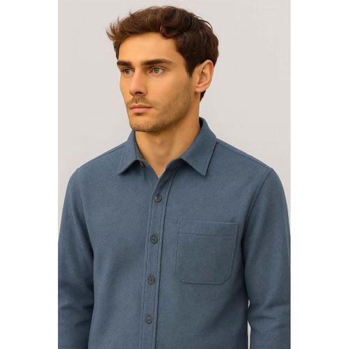Frankel Kaşe Kumaş Tek Cepli Relaxed Fit Erkek Gömlek - Lacivert