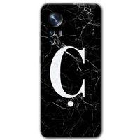 Xiaomi Mi 12 Kılıf HD Desen Baskılı Arka Kapak - Siyah Mermer Desenli Ç Harfi