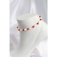 Doğal Deniz Kabuğu Model ve Kırmızı Kristal Taş Model Halhal