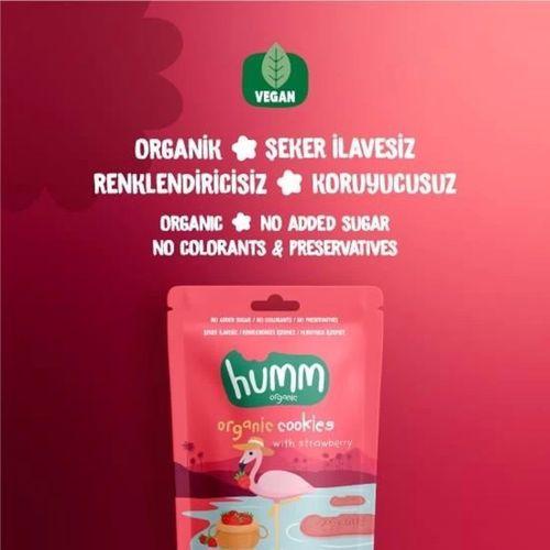 Humm Organik Vegan Çilekli Kurabiye 55 Gr, Sağlıklı ve Doğal Tatlar