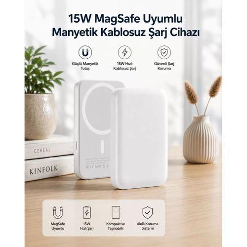 15w Magsafe Uyumlu Manyetik Kablosuz Powerbank 5000 Mah