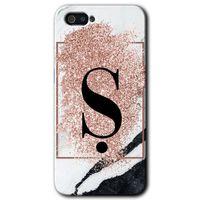 Realme C2 Kılıf HD Desen Baskılı Arka Kapak - Pembe Mermer Desenli Ş Harfi + Kırılmaz Cam