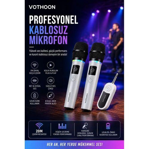 Kablosuz Karaoke Çift Mikrofon 6.5 Mm Sahne Parti Düğün Aktivite Amfi Hoparlör