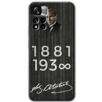 Redmi Note 11 Pro Plus 5G Kılıf HD Desen Baskılı Arka Kapak - Atatürk Ahşap İmza