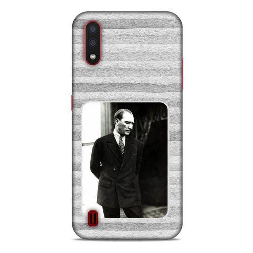 Samsung Galaxy A01 Kılıf Atatürk (36) Glitter Kılıf Gri Kumlar