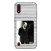 Samsung Galaxy A01 Kılıf Atatürk (36) Glitter Kılıf Gri Kumlar