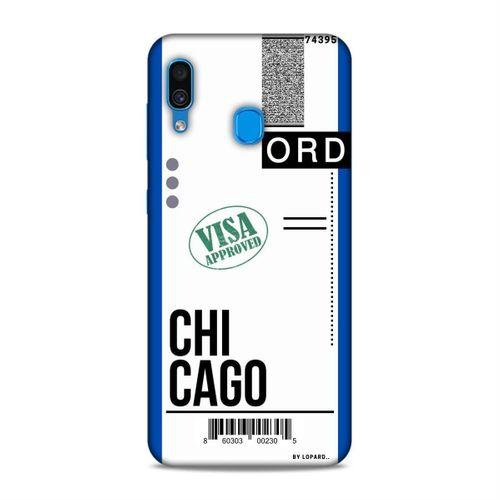 Samsung Galaxy A30 Kılıf Uçak Bileti Chicago Arka Kapak Koruma Desenli Full Koruyucu