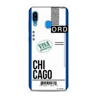 Samsung Galaxy A30 Kılıf Uçak Bileti Chicago Arka Kapak Koruma Desenli Full Koruyucu