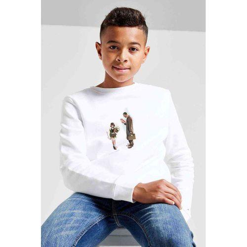 Leon Mathilda Baskılı Unisex Çocuk Beyaz Sweatshirt