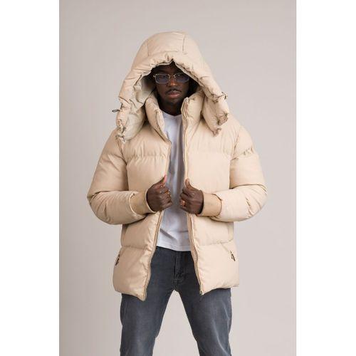 Slimfit Çıkartılabilir Kapşonlu Dik Yaka Elyaf Dolgulu Şişme Mont