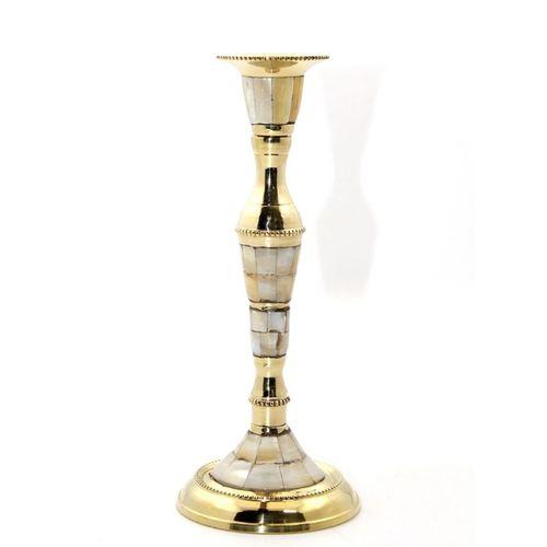 Tekli Pirinç Sedefli Şamdan