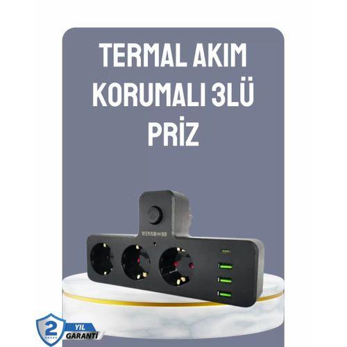 Anahtarlı Çoklu Priz 3 Usb 1 Type-c Hızlı Şarj Destekli