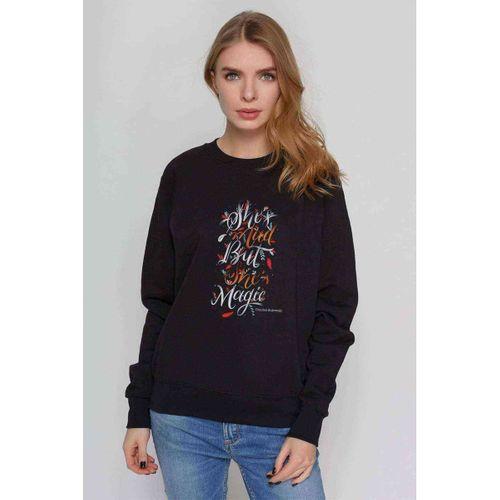 Charles Bukowski Shes Mad But She Baskılı Siyah Kadın Sweatshirt