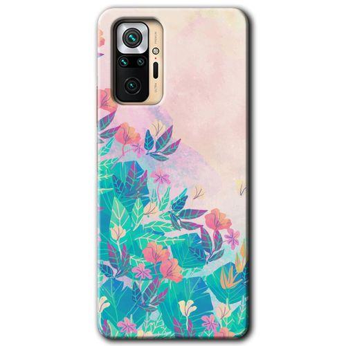 MRCİLETİSİM Xiaomi Redmi Note 10 Pro Kılıf Baskılı Kapak - Çizim Yapraklar + 5D Tam Kaplayan Cam