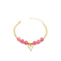 Boncuklu Kalp Bileklik - Pembe