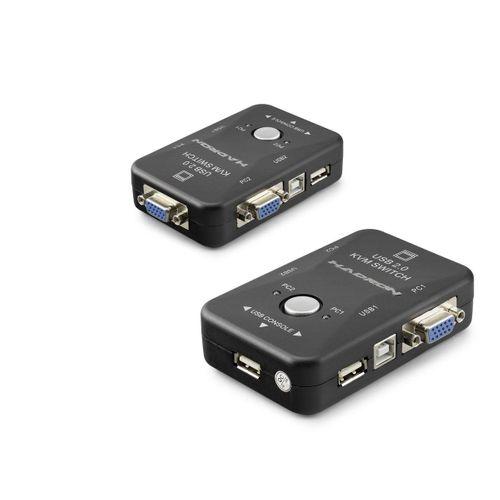 Vga Usb Kvm Switch 2 In 1 Out + 2 Port Usb Console + 2 Port Usb Pc (Klavye/Mouse + Yazıcı) - Siyah HDX1360