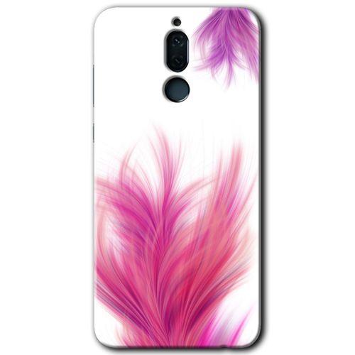 MRCİLETİSİM Huawei Mate 10 Lite Kılıf Baskılı Kapak - Pembe Tüy + 5D Tam Kaplayan Cam