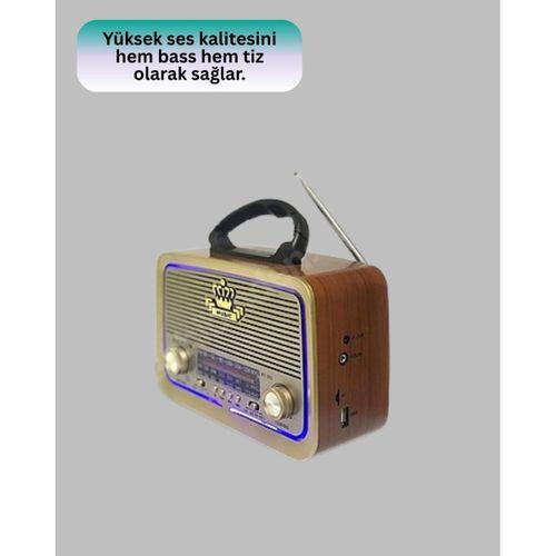 Ahşap Nostaljik Radyo Bluetooth Usb Sd Kart Destekli