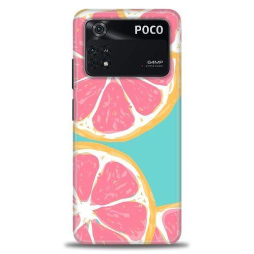 Xiaomi Poco M4 Pro 4G Kılıf HD Baskılı Kılıf - Pembe Limon + Tam Ekran Koruyucu