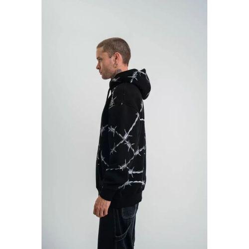 POLIZEI Premium Kalite Kapşonlu Varak Ve Pano Baskılı SweatShirt - Siyah