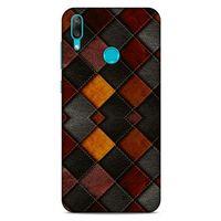 Huawei Y7 2019 Kılıf Patchwork (1) Kılıfı Kahverengi Bordo