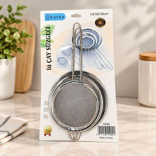 3 Parça Metal Süzgeç 14-16-18 cm