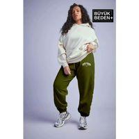 Kadın Büyük Beden Paça Lastikli New York Baskılı İnce Eşofman Altı SPR25BEAK48