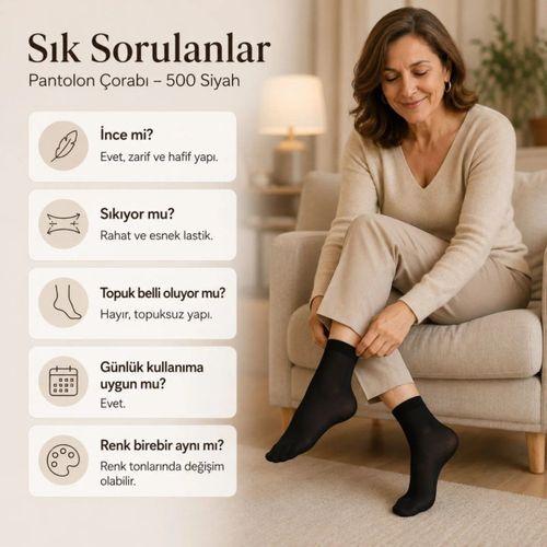 Kadın Pantolon Çorabı 12 Çift Siyah Ve Ten İnce Topuksuz Günlük Rahat Bilek Çorabı