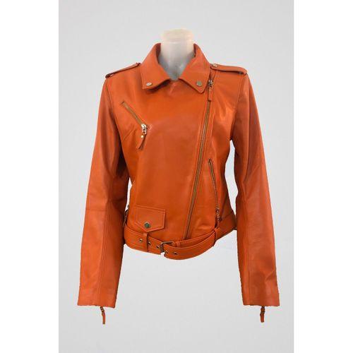 Tannery Leather Kadın Deri Ceket Turuncu N-1025