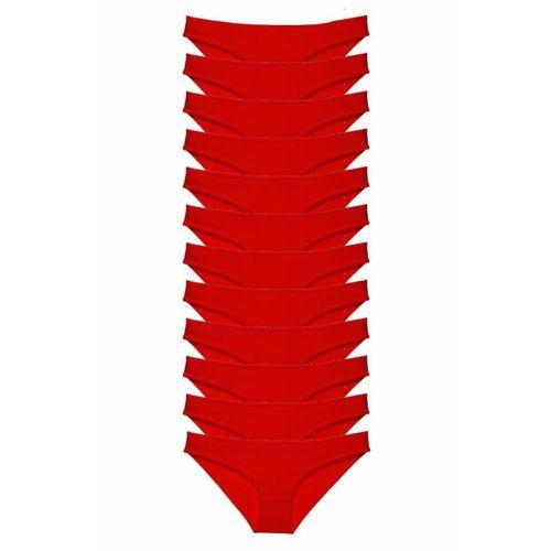 12 adet Süper Eko Set Likralı Kadın Slip Külot Kırmızı