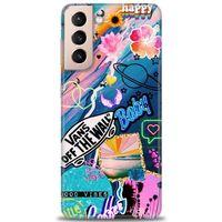 Samsung Galaxy S21 FE Kılıf HD Baskılı Kılıf - Happy Vans + Tam Ekran Koruyucu