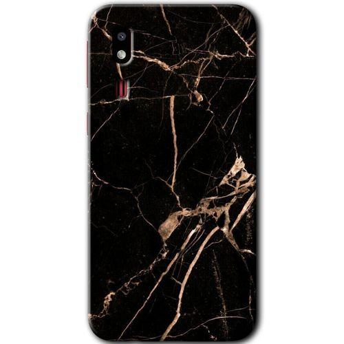 Galaxy A2 Core Kılıf HD Desen Baskılı Arka Kapak - Siyah Gold Mermer
