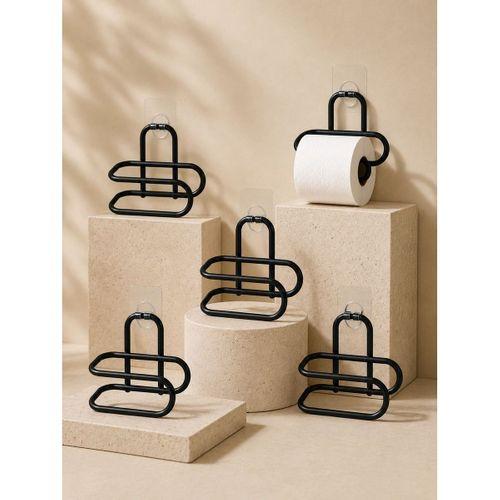 Delmeden Monte Tuvalet Kağıdı Askısı Siyah Metal Yapışkanlı Banyo Kağıtlığı 5’li Set