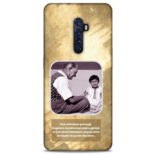 Oppo Reno 2 Kılıf Atatürk (2) Kabı Gold