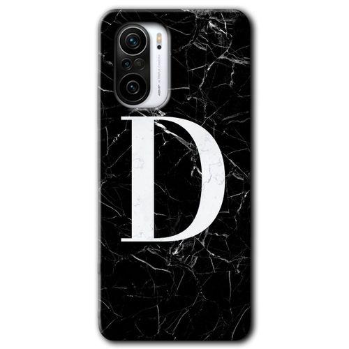 Potkal Hediye Fabrikası Xiaomi Redmi K40 Pro Kılıf HD Desen Baskılı Arka Kapak - Siyah Mermer Desenli D Harfi