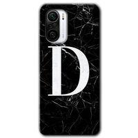 Potkal Hediye Fabrikası Xiaomi Redmi K40 Pro Kılıf HD Desen Baskılı Arka Kapak - Siyah Mermer Desenli D Harfi