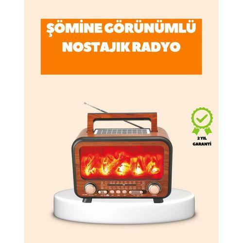 Şömine Alev Işıklı Solar Bluetooth Hoparlör – 7w Güçlü Ses, Fm Radyo
