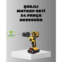 Darbeli Matkap Seti – 2 Bataryalı, 24w Güç, 24 Parça Aksesuar, Led Işıklı