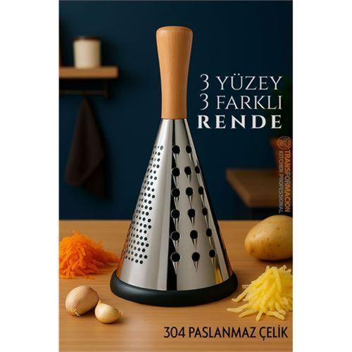 Zhltools El Rendesi - Konik Tip Ergonomik 3 Taraflı Profesyonel 304 Paslanmaz Çelik