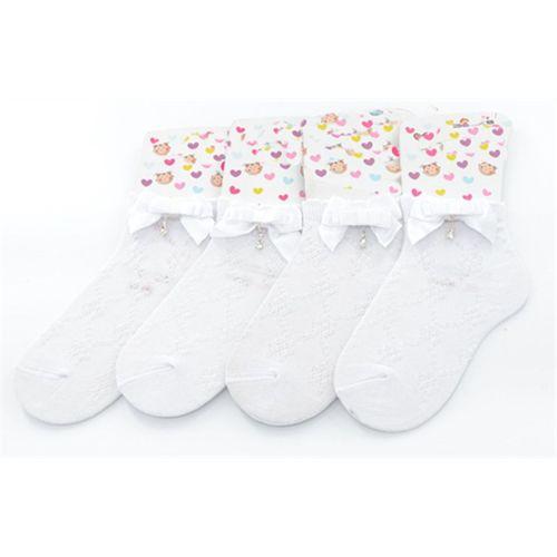 Ekinoks 4 Lü Kurdele-Damla Taşlı Yarım Konç Kız Çocuk Çorap