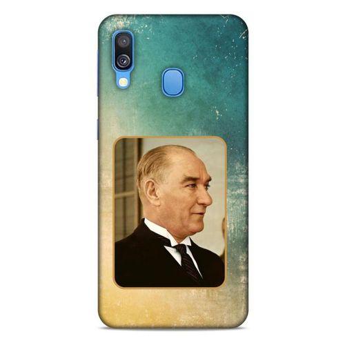 Samsung Galaxy A40 Kılıf Atatürk (27) Tasarımlı Kılıf Sarı Yeşil