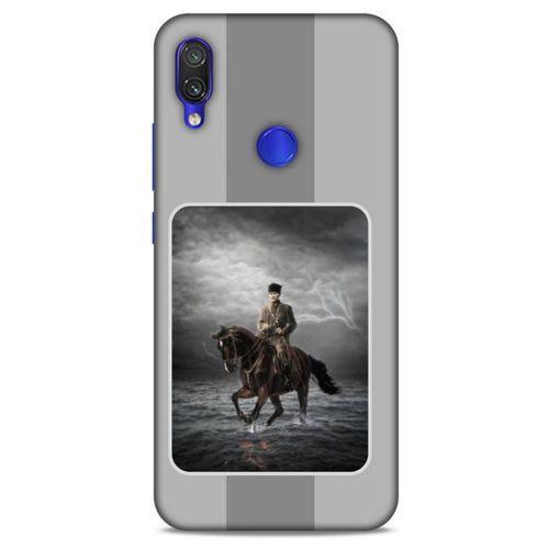 Xiaomi Redmi Note 7 Kılıf Atatürk (39) Liquid Crystal Kılıf Gri Şerit